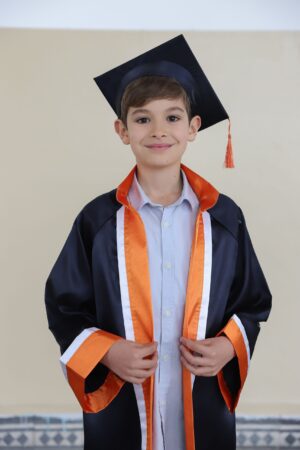İlkokul Siyah Turuncu Garnili Beyaz Şeritli